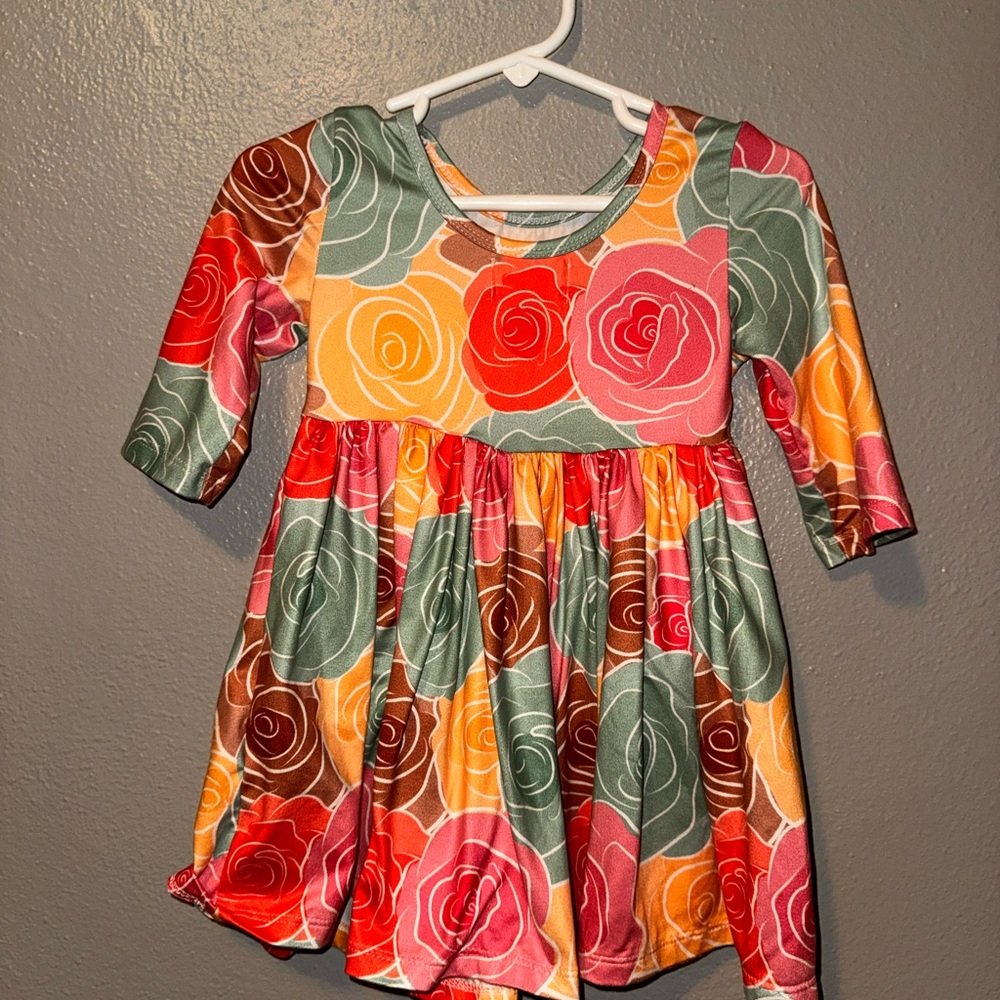 Colorful Rose Patterned Kids Dress